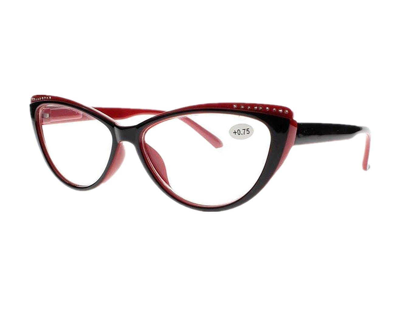 bestsight1936 Women's Spring Hinges Rhinestone Cat Eye Resin Lens Reading Glass Eyewear