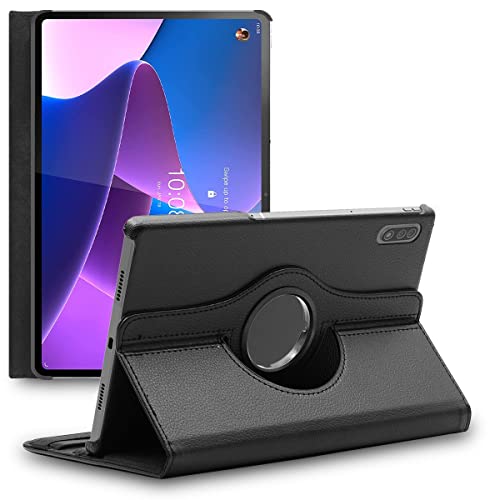 ebestStar - Funda para Lenovo Tab P12 Pro, Carcasa Capa Giratoria, 360 Protectora, Cuero PU Soporte, Negro