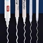 Omeblos White Gel Pens, 4PCS White Ink Pens, 0.6/0.8/1/2mm Line Drawing Pen for Artists Highlight Rollerball Pen for Black Paper, Journaling, Sketching, Drawing, Illustration