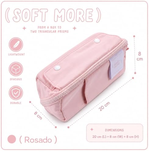 Image of Multi-Functional Soft Pencil Case for Girls - Large Capacity Zipper Pouch with Multiple Compartments - Aesthetic Stationery Organizer for School, College & Office