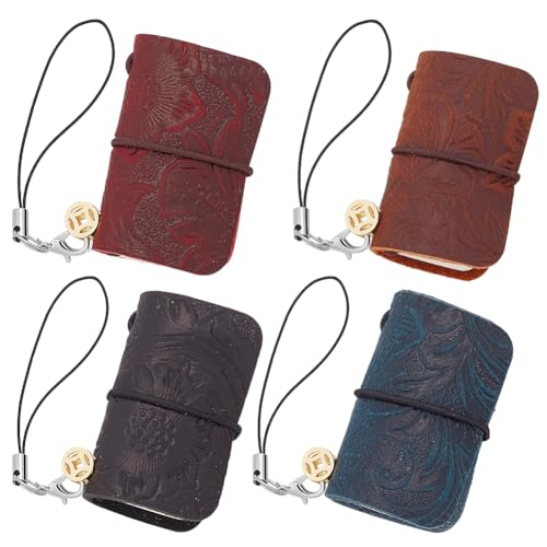 Mini porte-clés vintage en cuir avec carnet de poche rechargeable WEBEEDY
