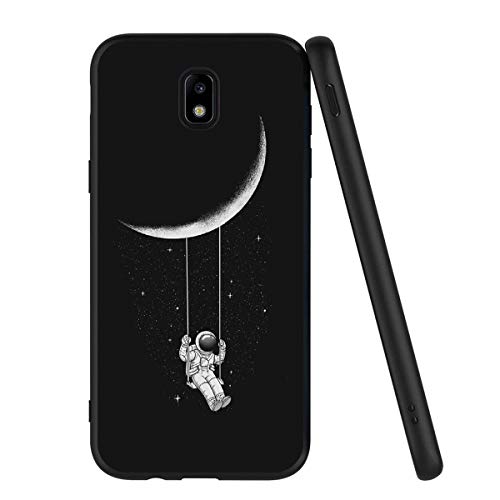Yoedge Funda Samsung Galaxy J7 2017, Ultra Slim Cárcasa Silicona Negro con Dibujos Animados Diseño Patrón 360 Bumper Case Cover para Samsung Galaxy J7 2017, Astronauta