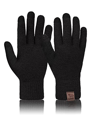 Svanco Gants Hiver Chauds Tricotés Gants Tactile Efficace Anti-Dérapant De Sport Pour Homme Gants Femme Pour Le Ski, Le Cyclisme, Les Sports De Plein Air Mitaines De Travail Élastique(Noir) Cover