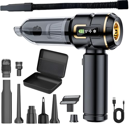 HOVIN Handstaubsauger Akku Kabellos - 23000pa Auto Staubsauger,Mini Staubsauger Für Auto,Pc,Haus,KüChe,Ritzen Und Ecken,Handsauger Akku Stark Saugend,Kann Als Luftpumpe u. Staubgebläse Dienen,6000mAh