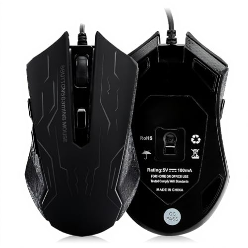 Gaming Mouse Kabelgebundene, stille Spielemaus USB Kabelgebundene Desktop-Laptop-Maus G6 1,5 m 6-Gang-verstellbare, einstellbare,komfortable Griff Ergonomische optische