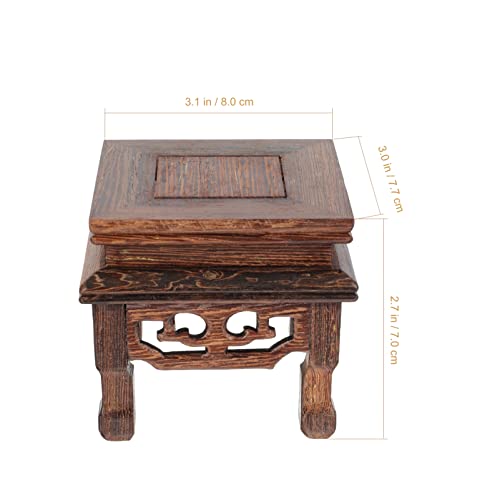 Yardwe Wooden Stool Plant Stand Chinese Style Flower Pot Display Rack Garden Planter Support Plant Pot Riser Flowerpot Holder For Indoor Outdoor Garden Patio #TOP2
