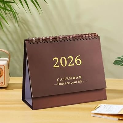 Desk Calendar 2026,Standing 2026 Desk Calendar,Flip Calender 14 Months Calendar(Nov 2025-Dec 2026) for Home School Office (Brown)