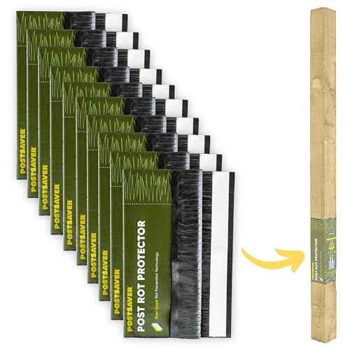 Postsaver Pro-Wrap Standard | Pack of 10 | Fits 3x3 to 4x4 Square and 3 to 5 Round Posts | Fence Protector | Dual-Layer Rot Protector | Wood Protector | 20-Year Guarantee (10)