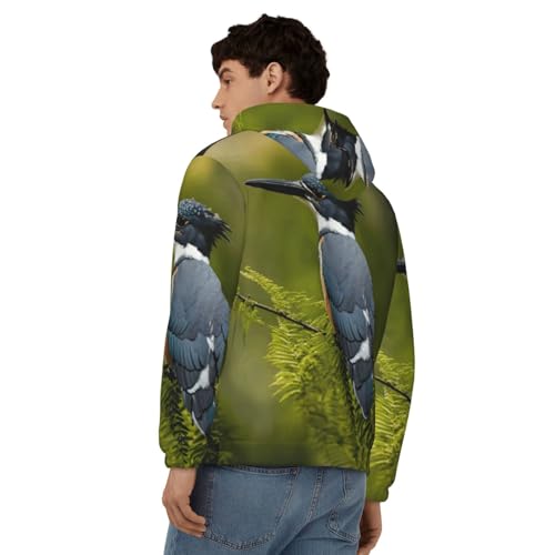 Sweat à capuche zippé hommes EdWal à imprimé oiseau