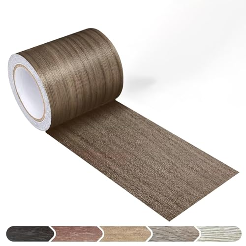Image of Brown Colour Wood Border Wallpaper Peel and Stick Wooden Contact Paper for Countertops Border, Wall Corners Stickers and Wall Decor Waterproof Self Adhesive 4x180 Inch
