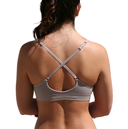 Image of Blue 55 Women's Bralette Wireless Padded Bra Top Sexy Everyday Basic Deep V-Neck