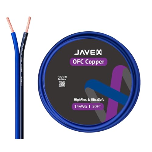 JAVEX 14AWG Audio Speaker Wire (50FT) Flat Cable