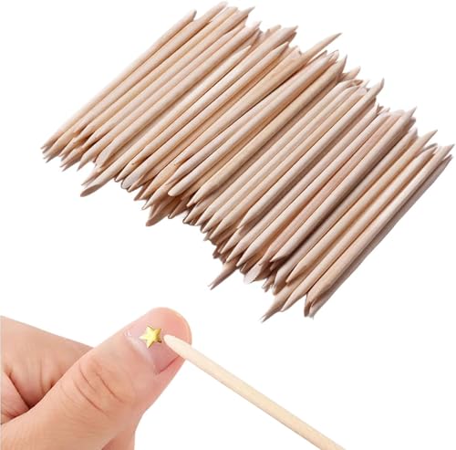 Image of Orange Wood Nail Sticks Double Sided Multi Functional Cuticle Pusher Remover Manicure Pedicure Tool for Manicure Pedicure 100 PCS SET