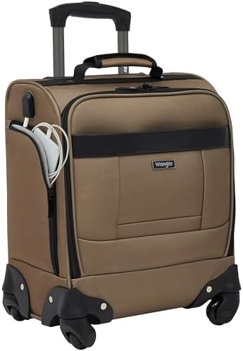 Wrangler 17" Underseat Spinner Carry-On Luggage, Mocha