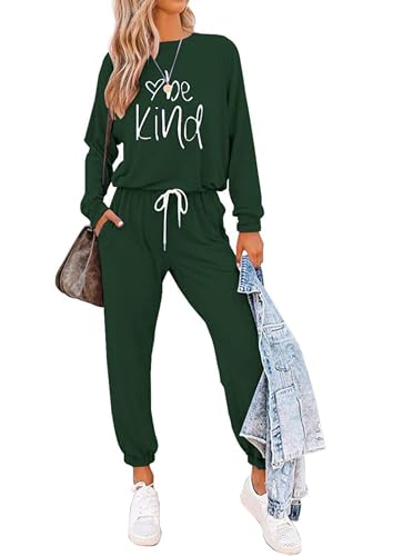 Image of PRETTYGARDEN Women's Two Piece Outfit Long Sleeve Crewneck Pullover Tops And Long Pants Tracksuit | Long Sleeve Shirts, Jogger Pants Pockets, Matching Track Suits, Fall Spring Comfy Clothes for Casual Outing, Cruise, Airport