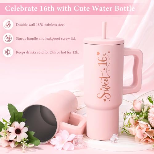 Sweet 16 Gifts for Girls Happy 16th Birthday Gifts for Girls Sweet Sixteen Gift for 16 Year Old Girl Trendy 2026 Pink 16 Year Old Girl Birthday Gift Ideas 16th Decoration for Granddaughter, Daughter