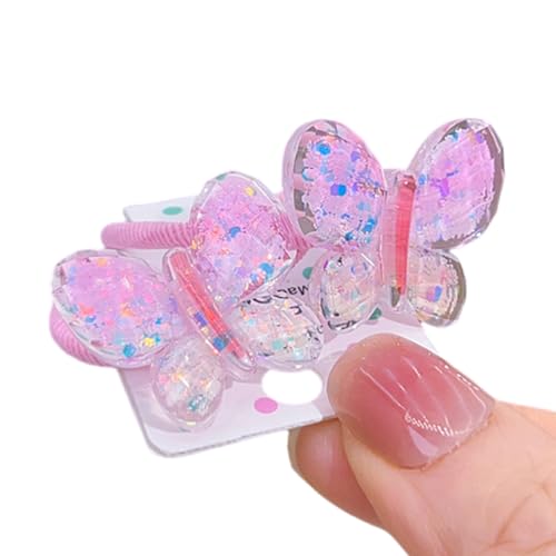 グリッタースパンコール蝶のヘアロープ少女子供弾性バンドネクタイ子供ポニーテールホルダー滑り止めヘアロープ