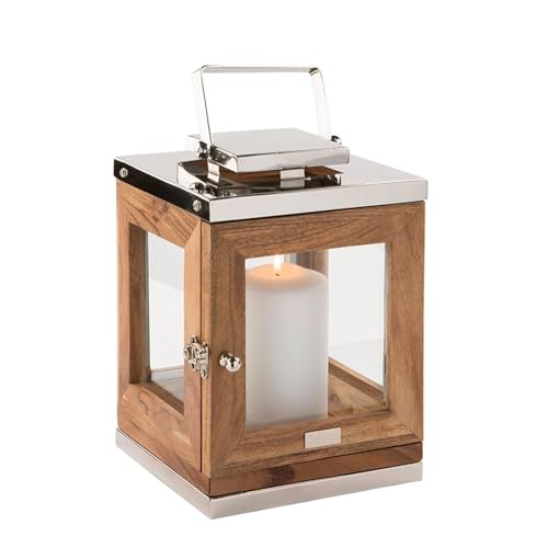 Fink kleine Laterne 25 cm aus Akazienholz Windlicht für LED-Kerzen &...