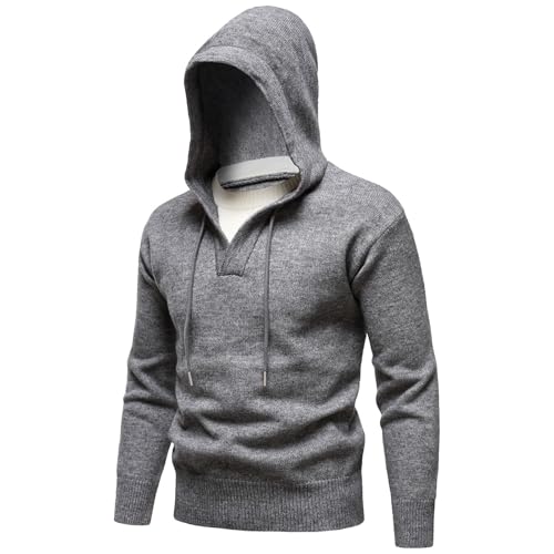 Sudadera de punto con capucha para hombre corte ajustado cómodo 2