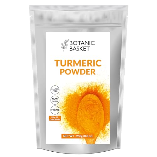Botanic Basket Turmeric Powder 250 Grams, Min 5% Curcumin Content, Made with 100% Natural Turmeric Root Powder, Haldi Powder