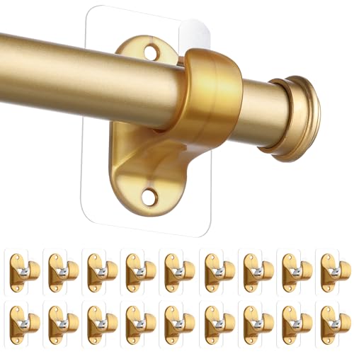ANDGOO No Hole Curtain Rod Hangers (18 pack) Gold