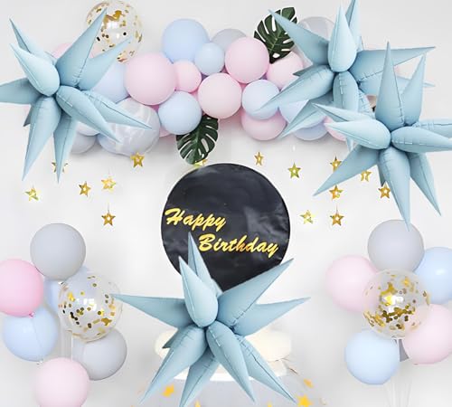 Image of 50pcs Matte Blue 20' Water Drop Foil Cone Mylar Balloons Matte Blue Star Balloons Explosion Star for Girls Boys Birthday Party Wedding Baby Shower Party Decor