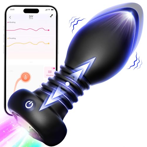 Vooloka Anal Plug Sex Toys for Man Butt, 10-Pulse Thrusting & Vibrating Butt Plug Anal Toys, But Plug Prostate Massager Vibrator Gay Male Sex Toys for Couples Woman Buttplug Anal Beads, App Control