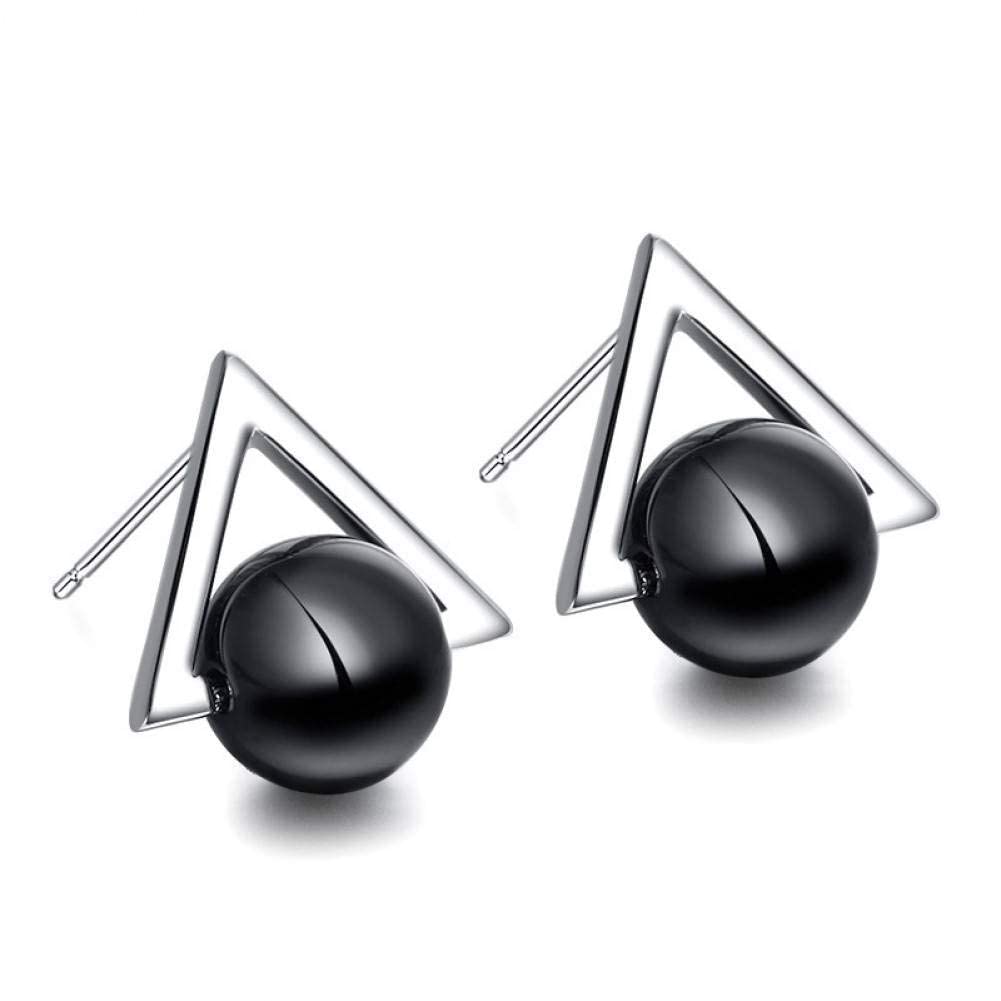 Orecchini da Donna, Orecchini a Bottone alla 925 Triangolo Nero con Strass Orecchini a Bottone da Donna Gioielli Donna/Nero,Donna