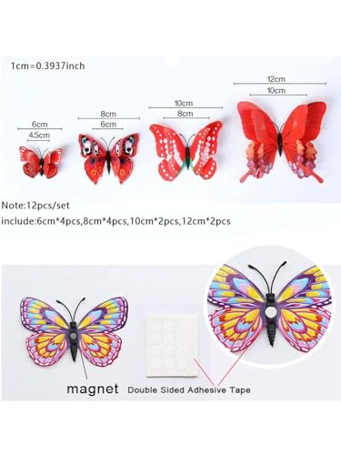 Image of JAAMSO ROYALS Multicolor 3D Magnet Butterfly Wall Stickers for Decoration, Wall Decor Items (Set of 12)-Self-Adhesive
