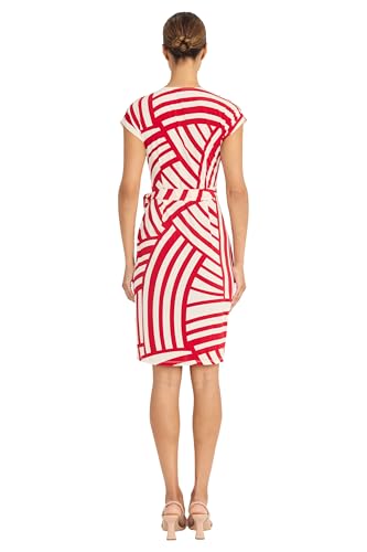 Maggy London Women's Knee Length Wrap V Neck Ruched Waist Formal Summer Wedding Guest Dress3