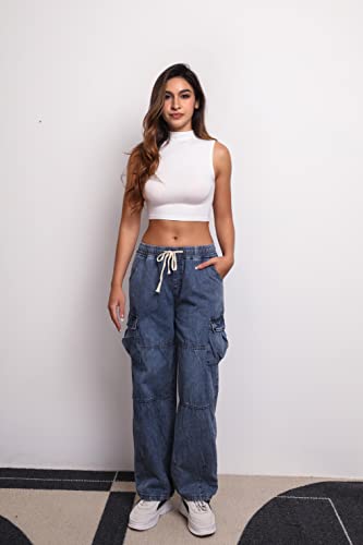 Women Baggy Jeans Y2K Boyfriend Jeans Fashion Straight Leg High Waisted Denim Cargo Pants4