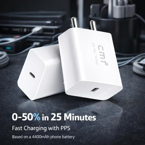 Image of Original CMF 33W C-Type PPS Rapidly Charging Adapter for Nothing Phone 4A /4A Pro /3 /3a /3a Pro /3a Lite /2 /2a /2a Plus /1 /CMF Phone 1 /2 /2 Pro /Pixel 10 /9 /Tablet /Chromebook-33 Watt USB C Fast Charger-White