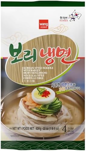 Wang Korean Cold Noodle Barley Naengmyeon, Light and Nutty, 4 Servings