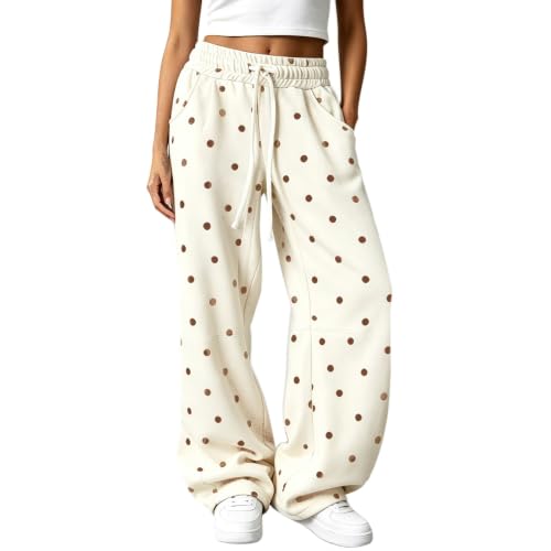 Polka Dot Pants for Women Wide Leg Elastic Waist Plus Size Baggy Sweatpants - image 1
