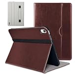 Case for iPad A16 11th Gen 11" 2025, iPad 10th Gen 10.9" 2022 case with Multi-Angle Leather Business Folio Stand Cover with Pencil Holder & Pocket & Hand Strap, Shell for Auto Sleep/Wake, Dark Brown