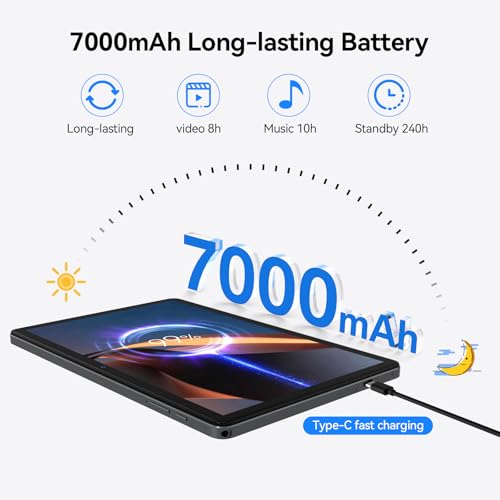 Image of 2026 Upgraded Android 16 Tablet with Gemini AI, 10.1 Inch Tablets with 12GB RAM 64GB ROM 1TB Expand, Octa-Core tablet with Face Unlock, 7000mAh, 13MP+8MP Camera, GMS, 5G WiFi, GPS, BT 5.0
