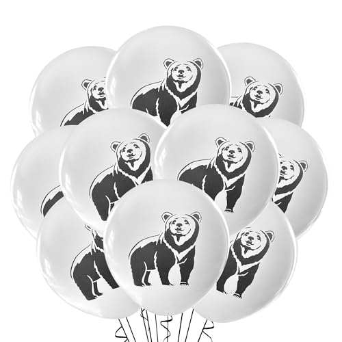 Malayan Products Big Bear Balloons 12 Count Latex, Grizzly Birthday Decorations, Forest Theme Event, 12Inch Standard Size