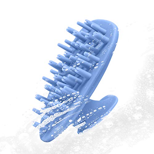 Hair Scalp Massager Shampoo Brush, Soft Silicone Head Scrubber Dandruff Brush for Women Men Scalp Care Hair Wash (Blue)
