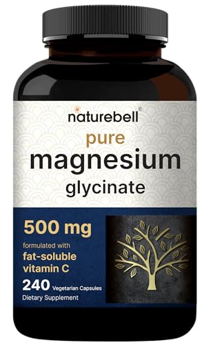 Naturebell Pure Magnesium Glycinate 500mg, 240 Veggie Capsules | 100% Chelated & Purified – 3rd Party Tested, Vegan Friendly, Non-GMO, Filler Free