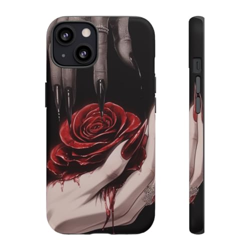 Coque iPhone 13 rose rouge gothique idée cadeau originale pour ado et adulte