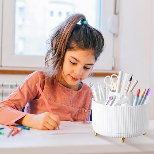 Pot à stylos rotatif à 5 compartiments pour libérer l'espace de votre table - 3