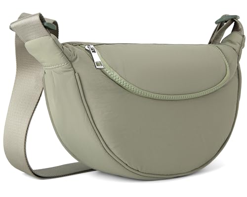 GASSDA Crossbody Bag Damen Halbmond Umhängetasche Nylon Schultertasche Moon Bag mit Verstellbarem Gurt (Dunkelgrün)