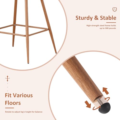 Butacos de altura para barra, set de 4, modernos con tapizado en bouclé y patas de metal, para isla de cocina o comedor, color beige blanco miniatura 5