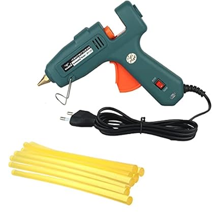 W WADRO Copper Nozzle 60W/100W Dual Watt Gun with On Off Switch LED Indicator and 8 Yellow Glue Sticks (Green,11mm)