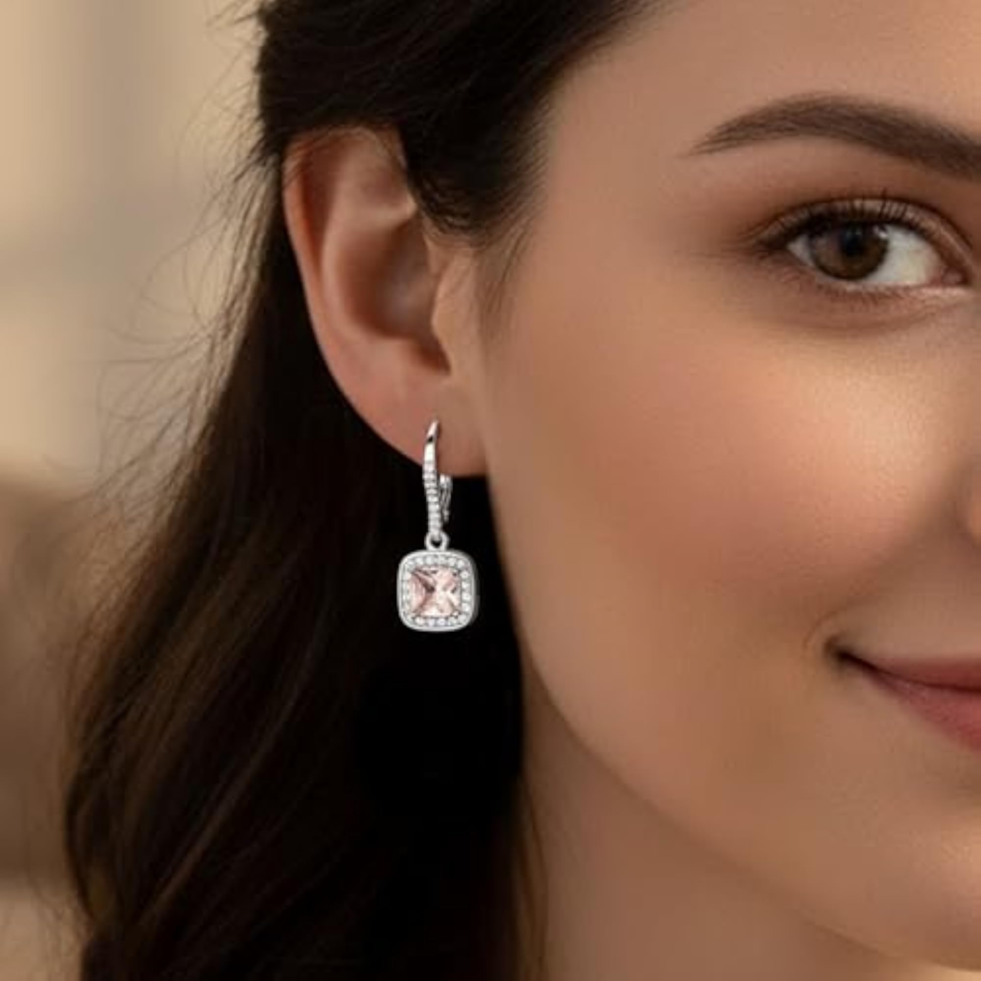 Women's Silver Plated CZ & Crystal Hoop Drop Earrings