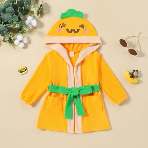 Kuriozud Baby Girls Robe Toddler Christmas Long Sleeve Furry Contrast Color Hooded Velvet Bathrobe2