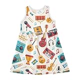 Vozoza Retro Musical Instruments Summer Girl Dress Casual Dress Sleeveless Toddler Girl Outfits Infant Girl Clothing Size 4t Multicolor