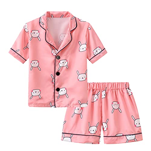 Cotton Pajama for Girls Kids Toddler Boy Girls Clothes Casual Cartoon Prints Short Sleeves Footed Pajamas 4t