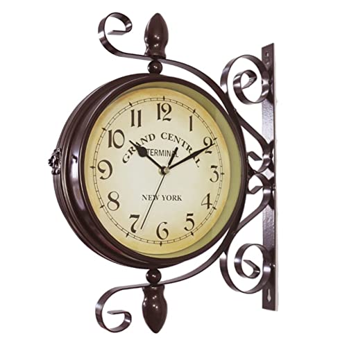 Reloj de Doble Cara de Esquina Vintage para Decoración de Pared 4