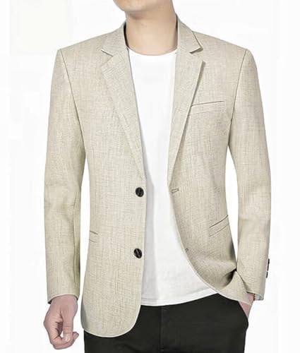 Mens Linen Blazer Jacket Slim Fit Summer Casual Sports Coat for Beach Wedding Party2